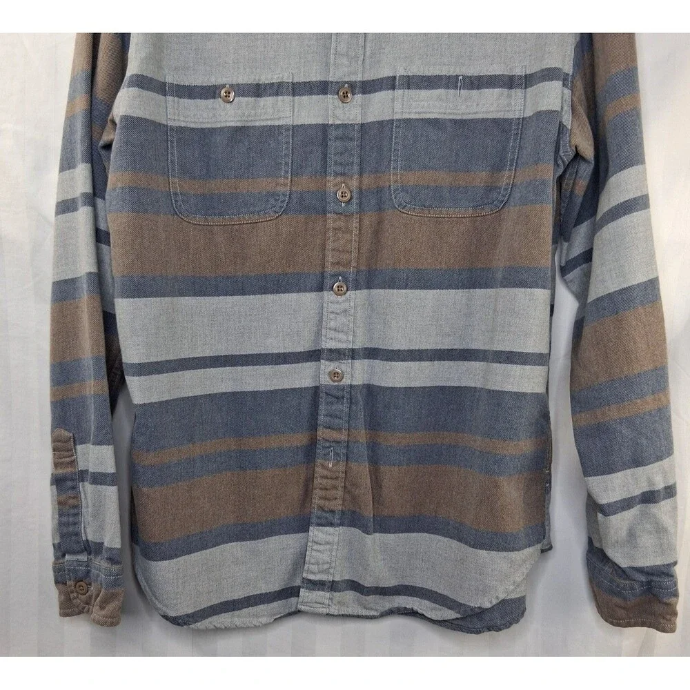 J.Crew Brushed Midweight Cotton Stripe Shirt H4831 Men's Size L Button Front W